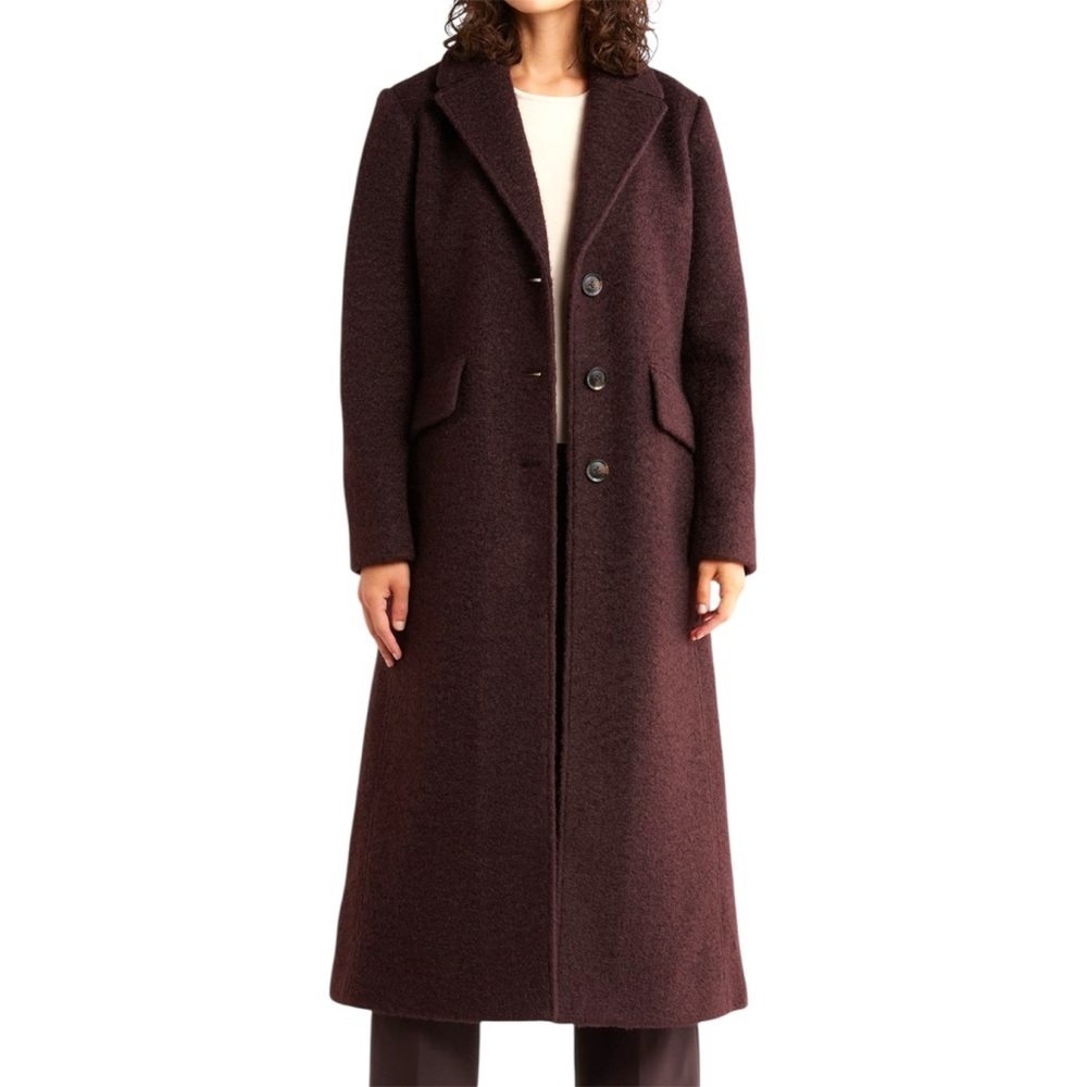 BCBG MAXAZRIA Longline Fuzzy Chocolate Brown Single Breasted Coat Size XL NWT